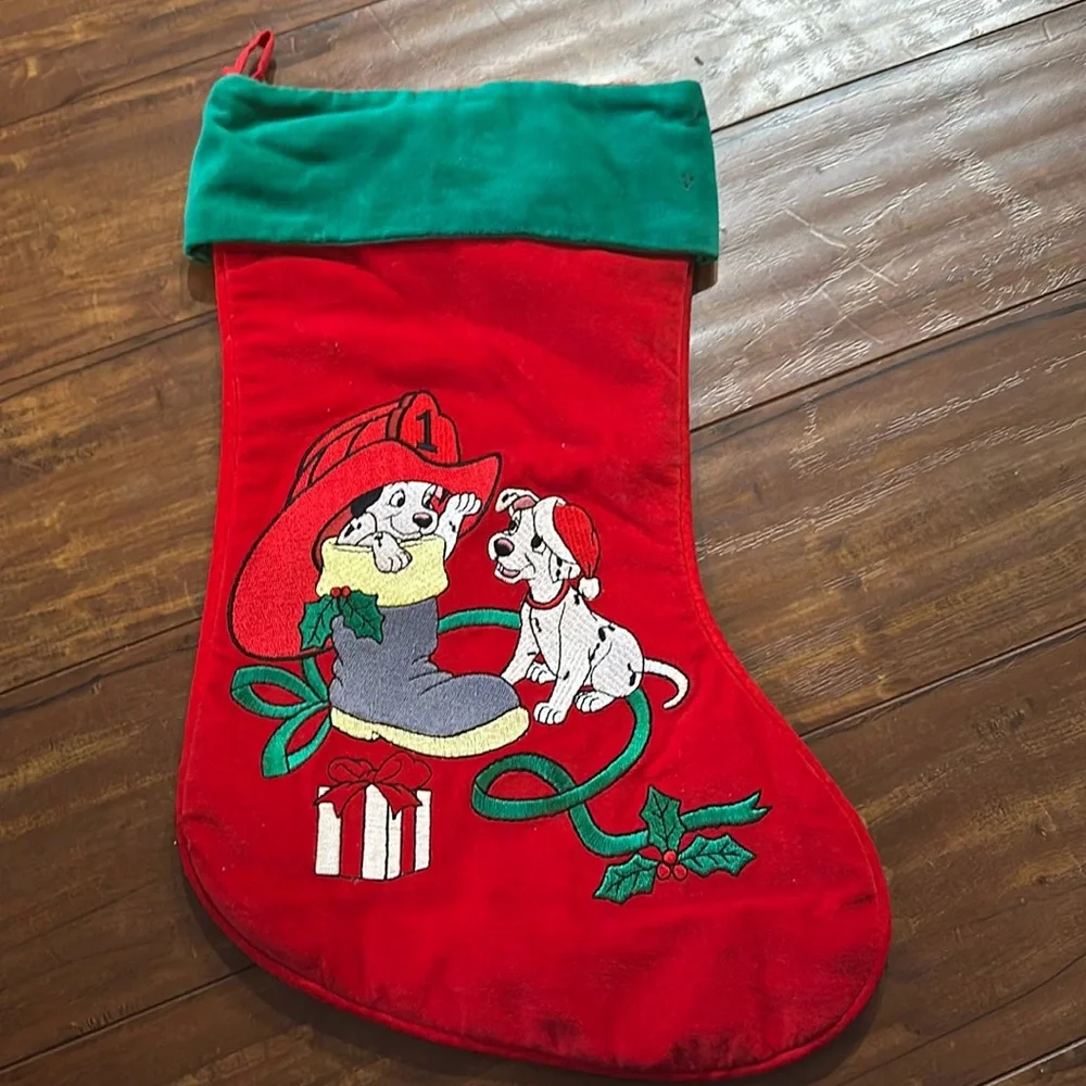 Rare Vintage Disney 101 Dalmatians Firefighter Christmas Stocking
